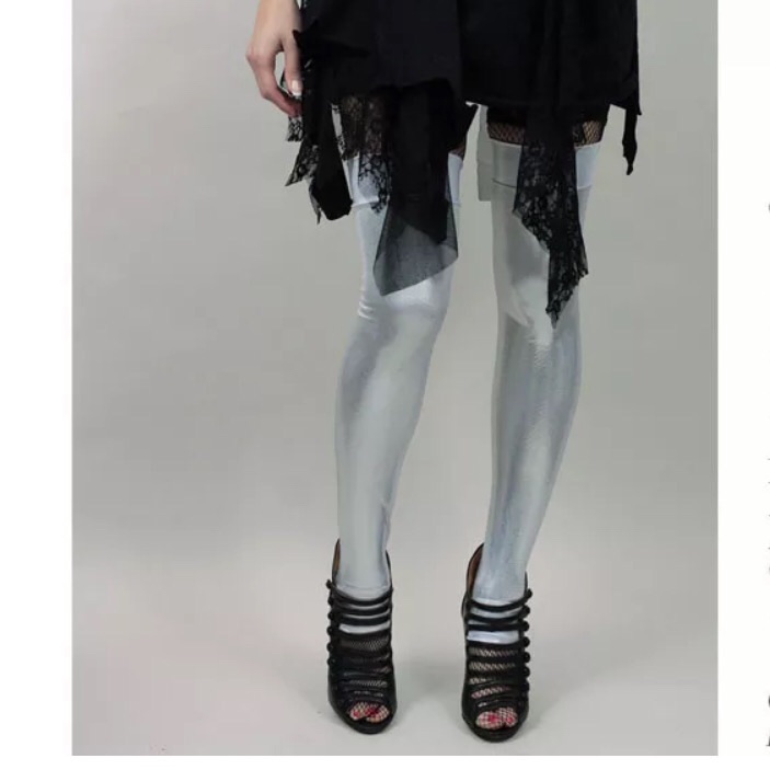 Silver Metallic Leg Warmers Leggings Covers Club Comic Con Uv Blacklight